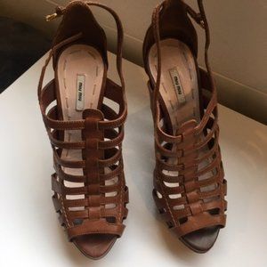 MUIMUI cognac leather Sandals